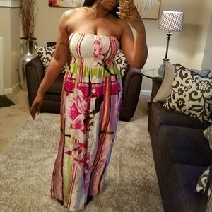 Strapless Floral Maxi